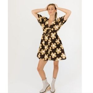 Jacquie The Label Dress Take My Hand Brown Floral Mini Dress NWT